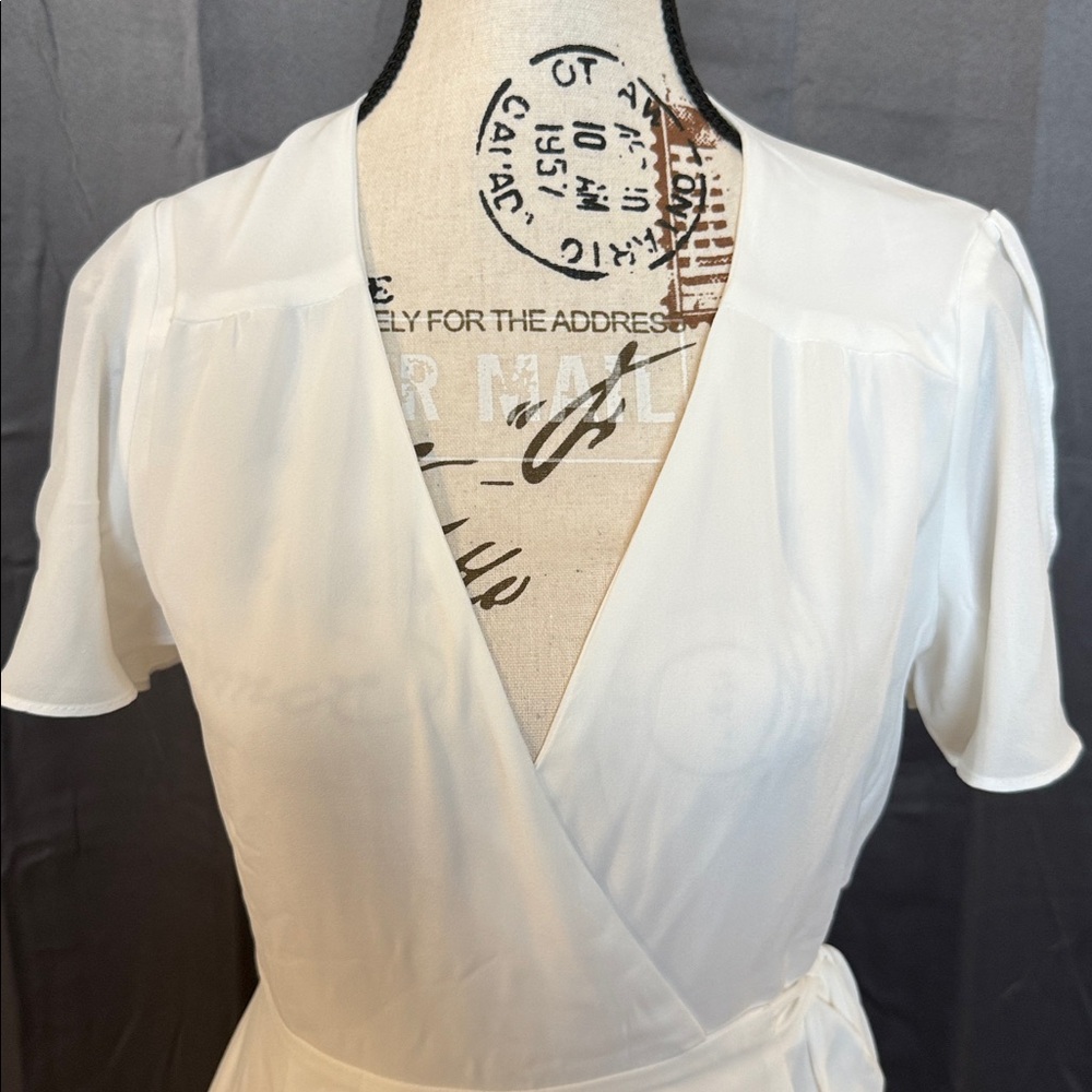 LULUS BRAND NEW Elegant White Wrap Dress - Picture 3 of 7